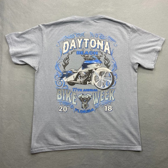 2018 Bike Week Daytona Beach Florida 77th Annual T Shirt Gray Mens XL - Picture 7 of 8